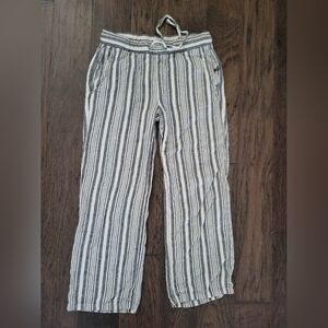 Linen Striped Pants - Black and White
